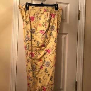 Talbots flowered yellow pants